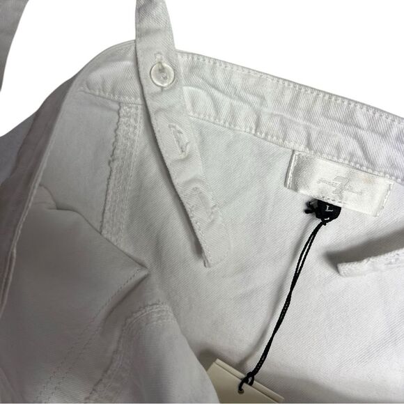 7FAM Seven For all Mankind Surplus Flounce White Denim Jean Dress Size Large NWT - Picture 9 of 12